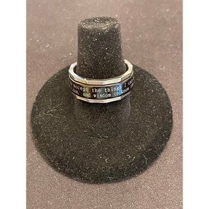Spinner Ring Black and Silver "Serenity Prayer" On Center Spinner